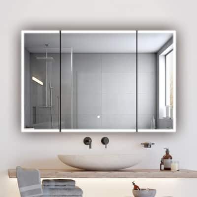 AQUADOM Edge Royale Bathroom Led Lighted Medicine Cabinet Defogger, 3X LED Adjustable Magnifying Mirror, Electrical Outlets.