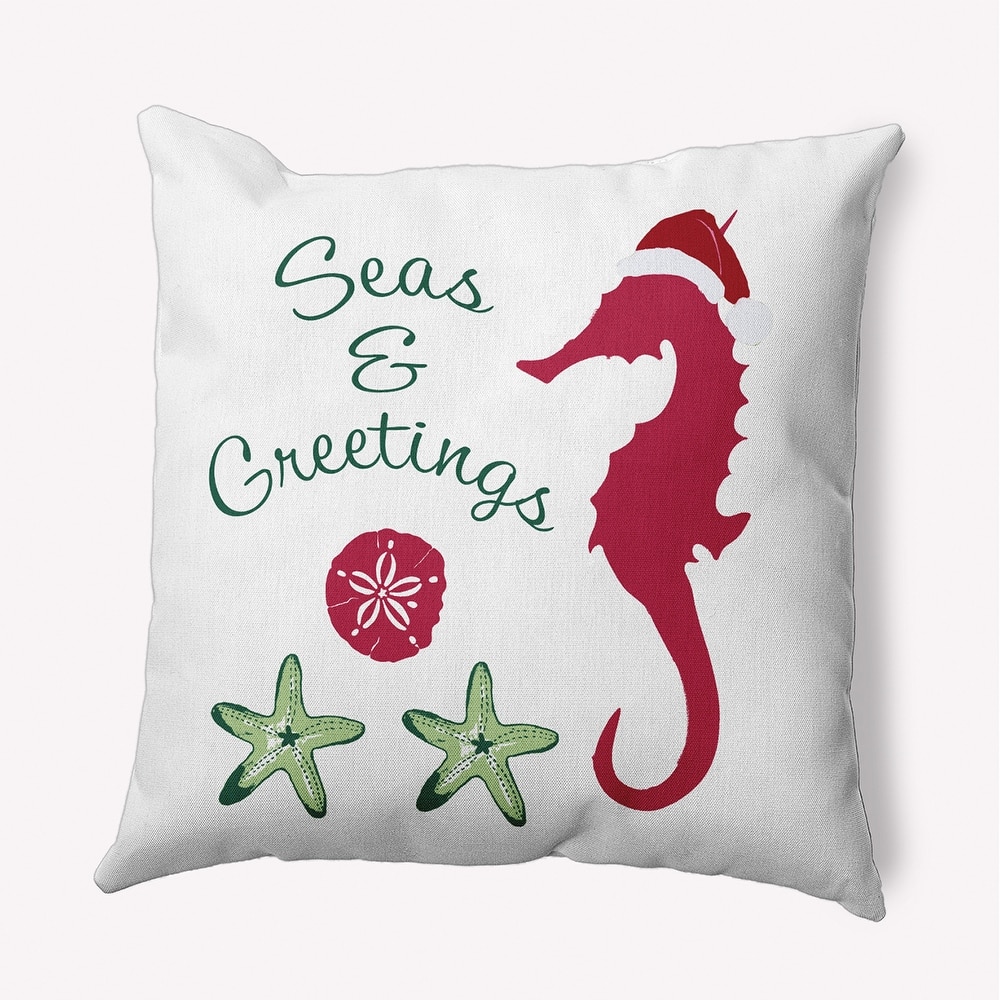 Seas and Greetings Beachy Christmas Indoor/Outdoor Throw Pillow