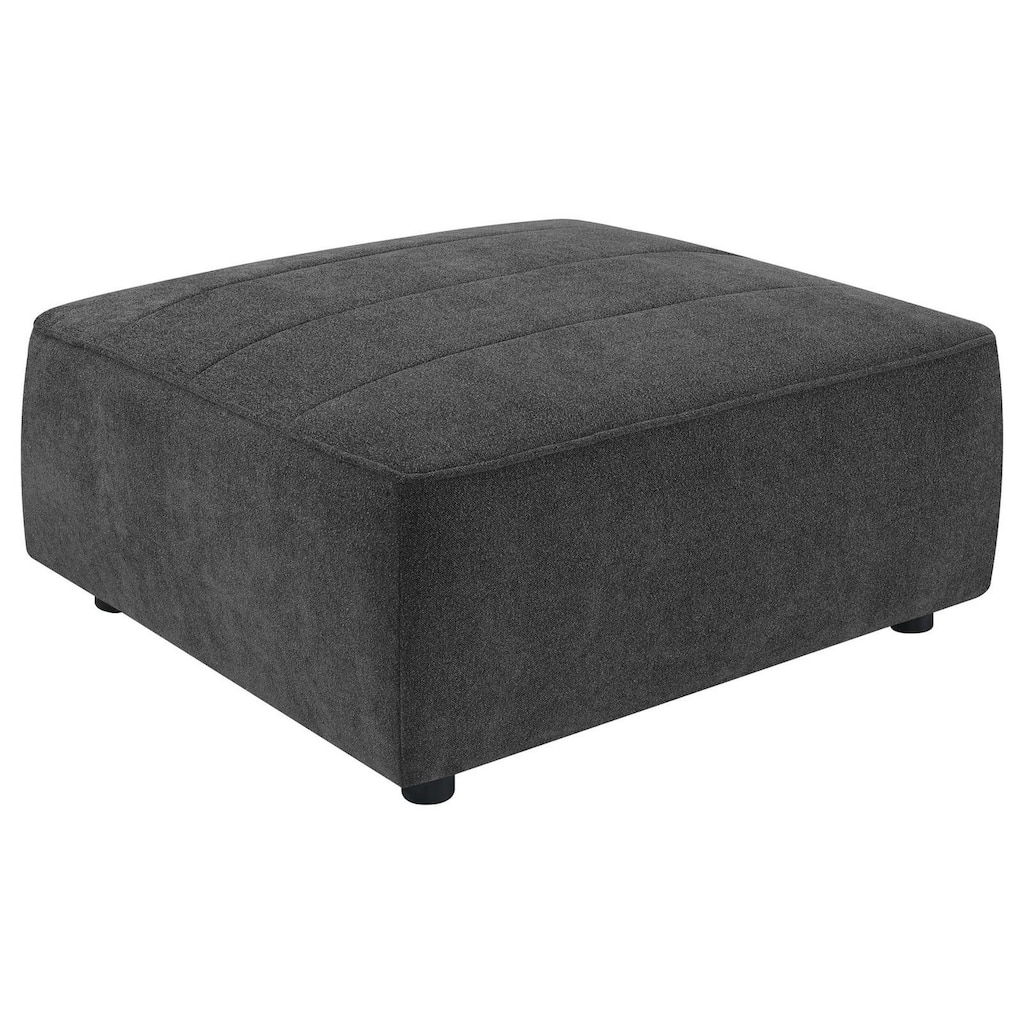 Suri 35 Inch Ottoman, Soft Boucle Fabric, Horizontal Stitching, Gray