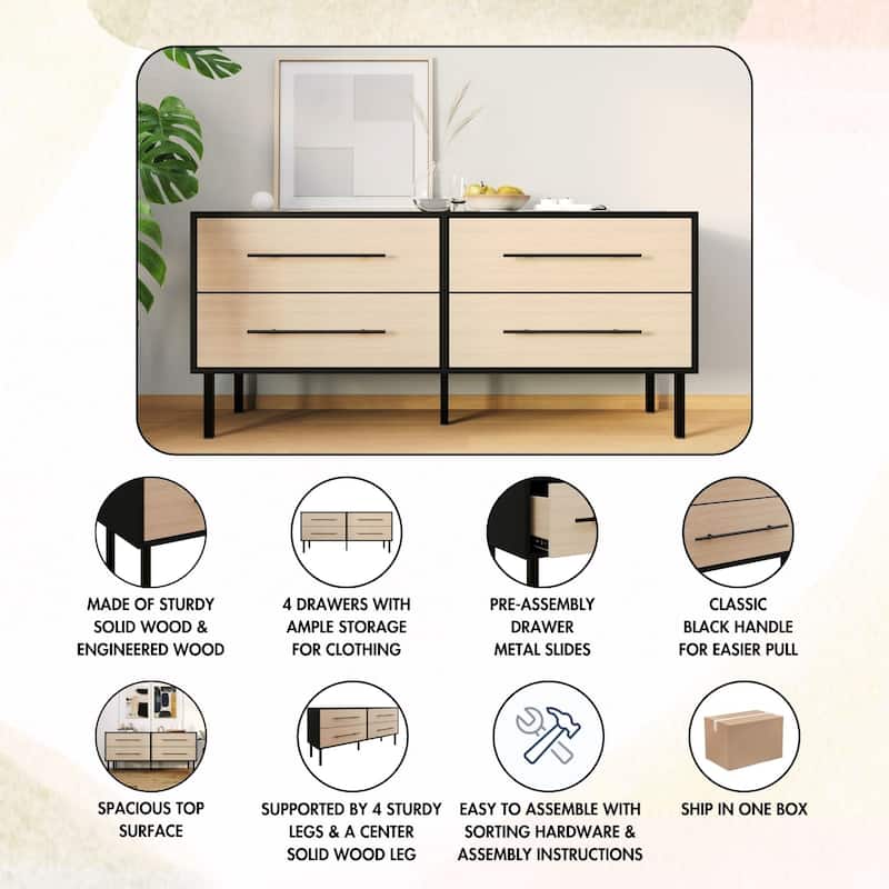 CraftPorch Vintage 4-pieces Wooden Bedroom Set