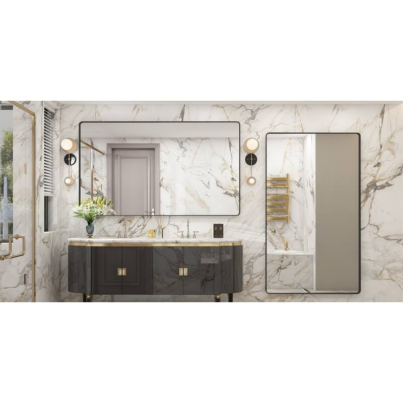 Modern Metal Frame Wall Mounted Bathroom Vanity Mirror