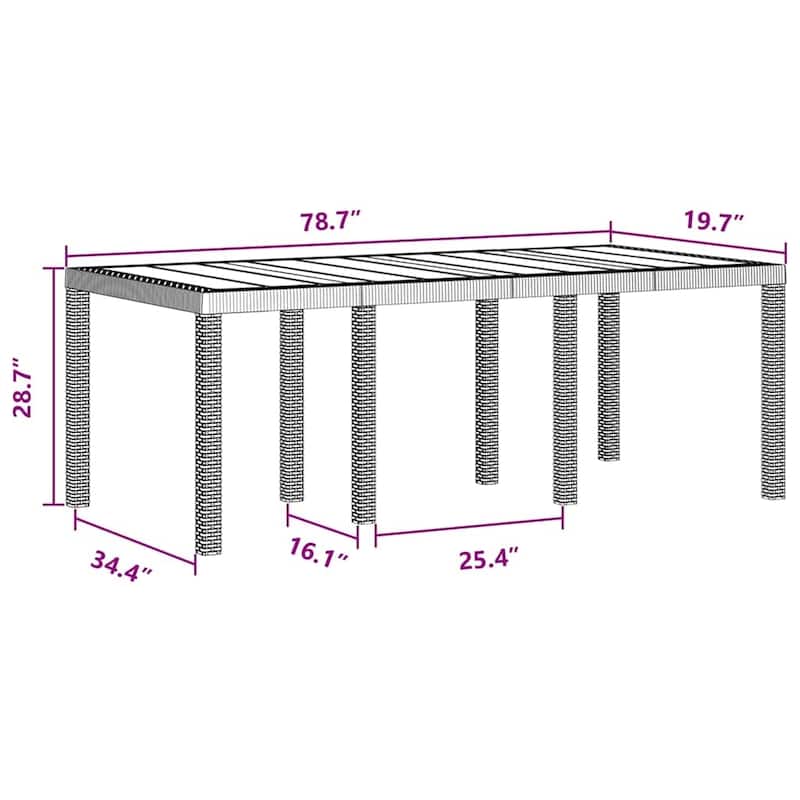 vidaXL Garden Dining Set 9 pcs Poly rattan - 39 x 79 x 29