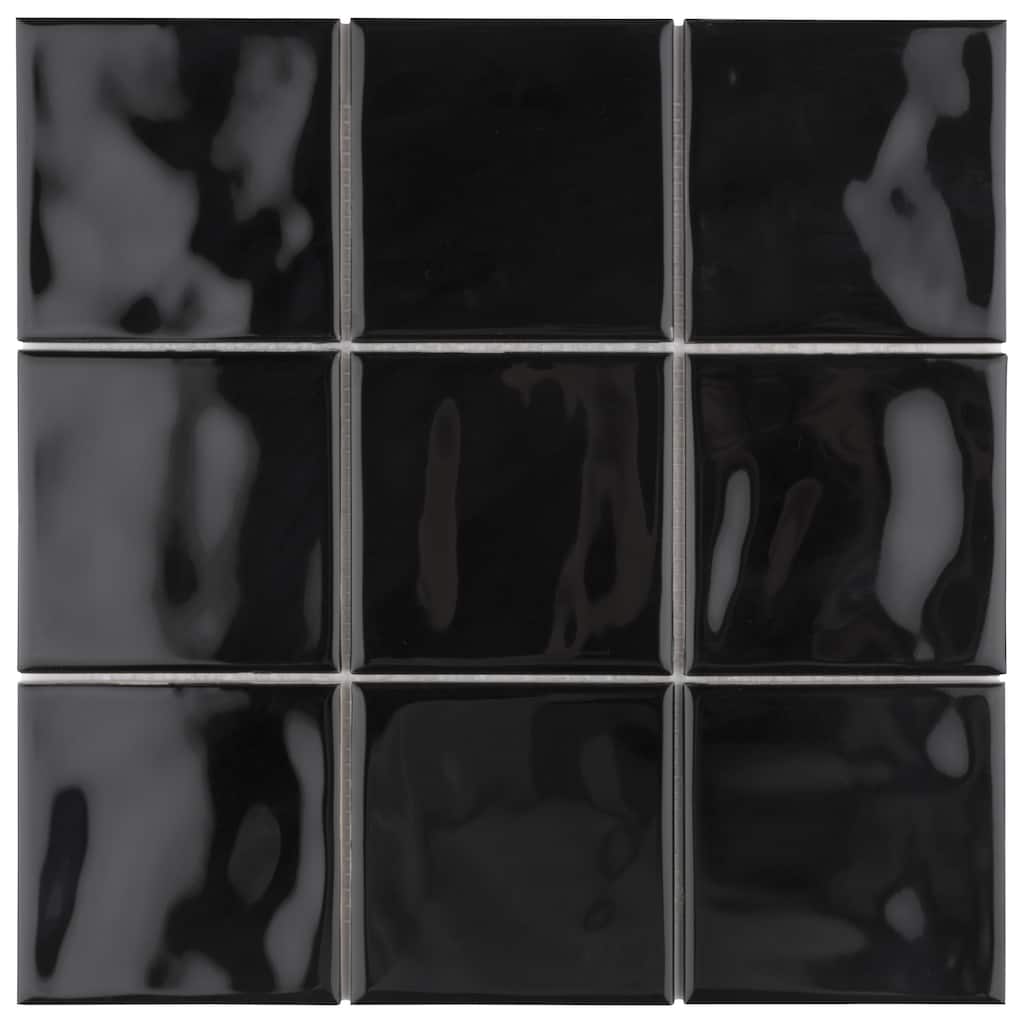Merola Tile Twist Square Black Olive 11-3/4" x 11-3/4" Ceramic Mosaic Wall Tile