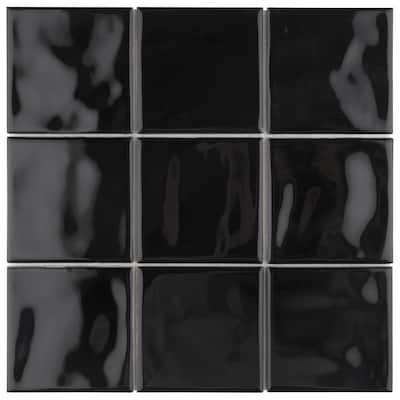 Merola Tile Twist Square Black Olive 11-3/4" x 11-3/4" Ceramic Wall Tile