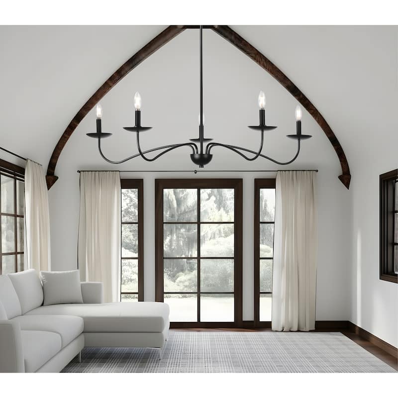 Meridian 5-Light Brushed Brass Chandelier with Candlestick Arms