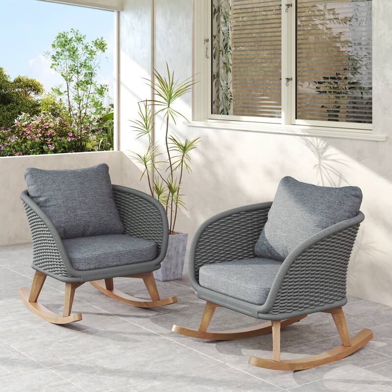 Contemporary Minimalist Wicker Rocking Chair