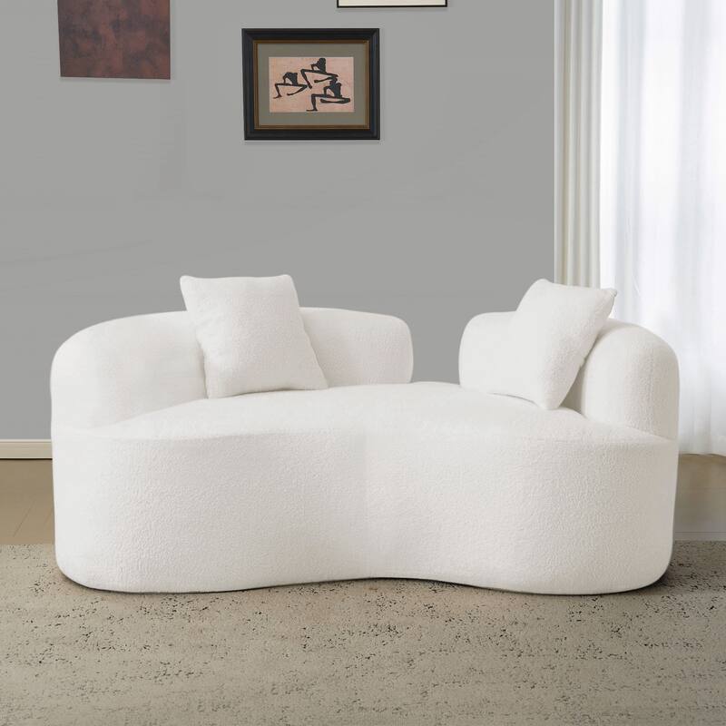 66.93 Inch Curved Loveseat Compression Sponge Sofa