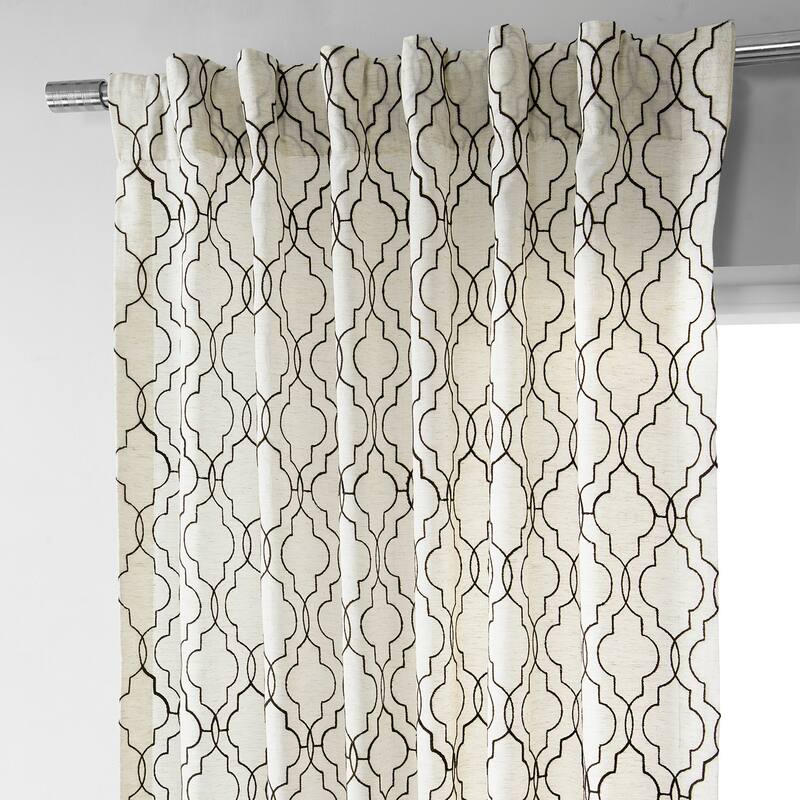 Exclusive Fabrics Saida Embroidered Faux Linen Sheer Curtain (1 Panel)