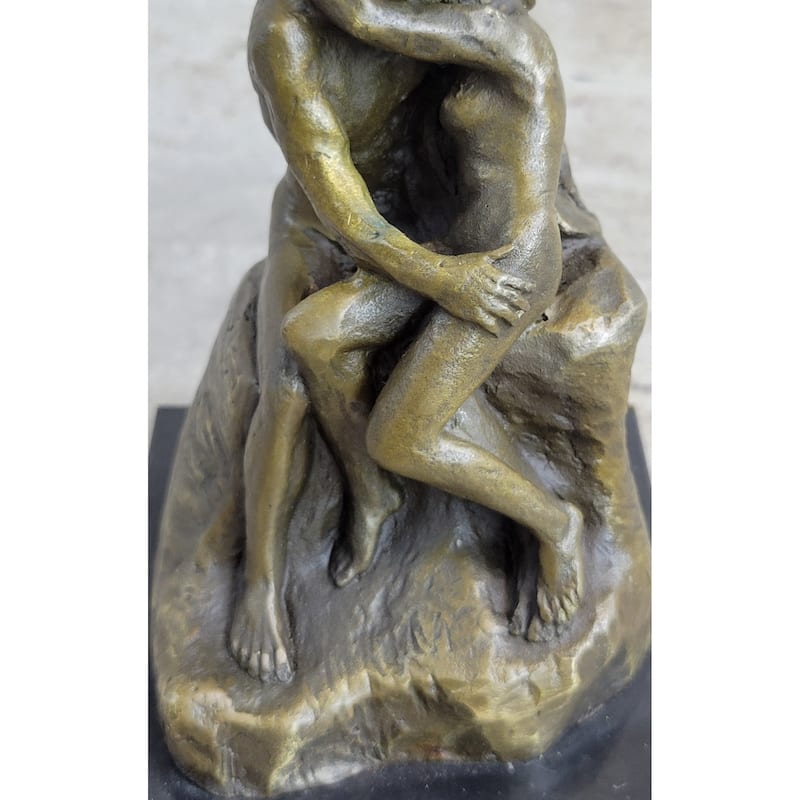 Signed Rodin Kiss Romance Love Lovers Bronze Marble Sculpture Statue Home Decor