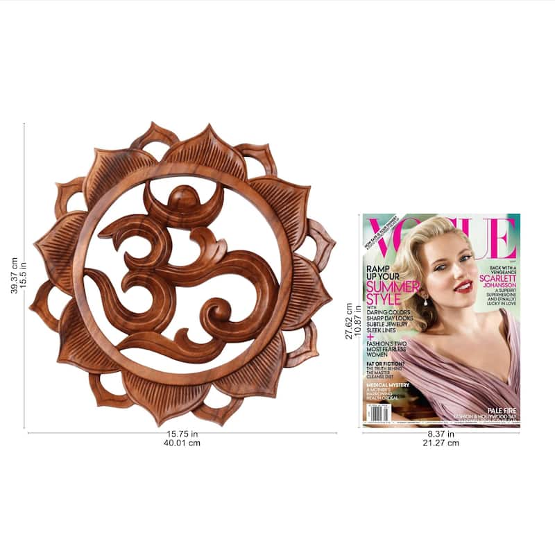Handmade Om Petals Wood relief panel (Indonesia)