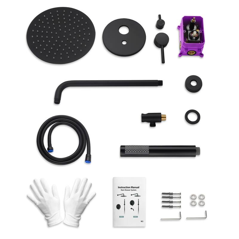 GRANDJOY Wall Mounted Shower System 10" Rainfall Shower Head with Handheld Spray