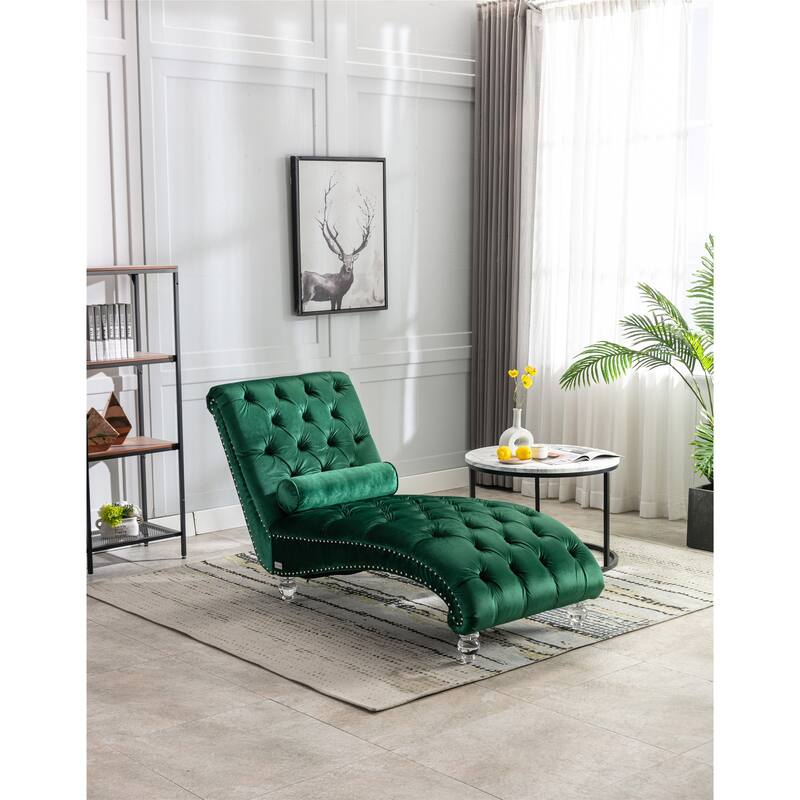 Stylish and Comfortable Accent Sofa with Solid Acrylic Legs - Green
