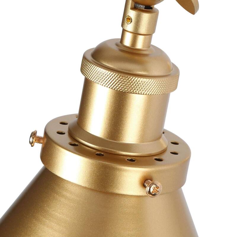 Set of 2 Mid-Century Modern Plug-in Gold Swing Arm Light Wall Sconce