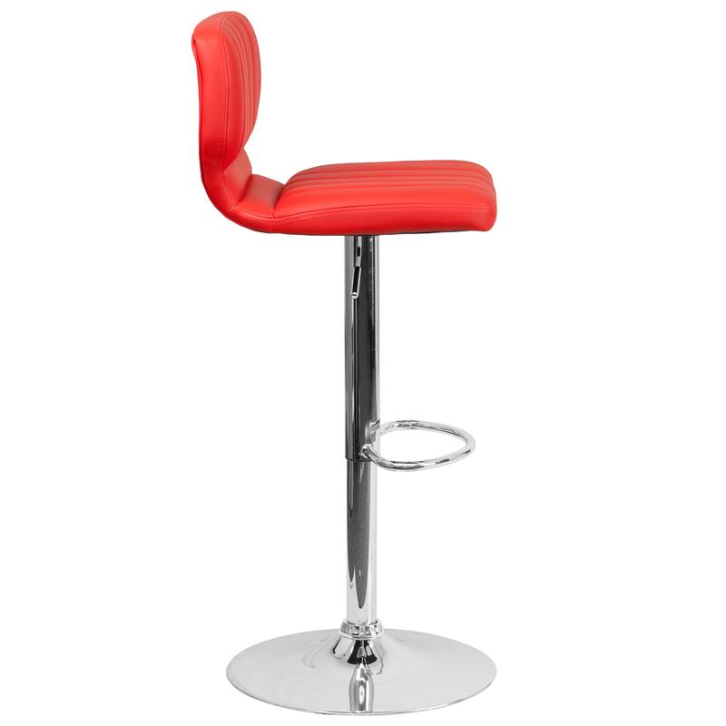 Contemporary Chrome Adjustable Bar Stool - 16.5"W x 19"D x 34.5" - 43"H