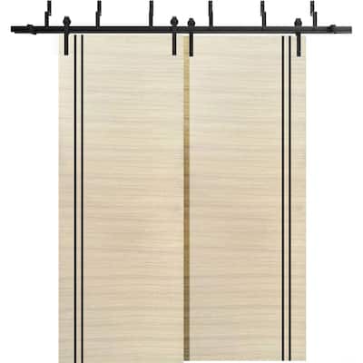 Barn Bypass Doors 36 x 80 Planum 0016 Natural Veneer with Sturdy 6.6ft