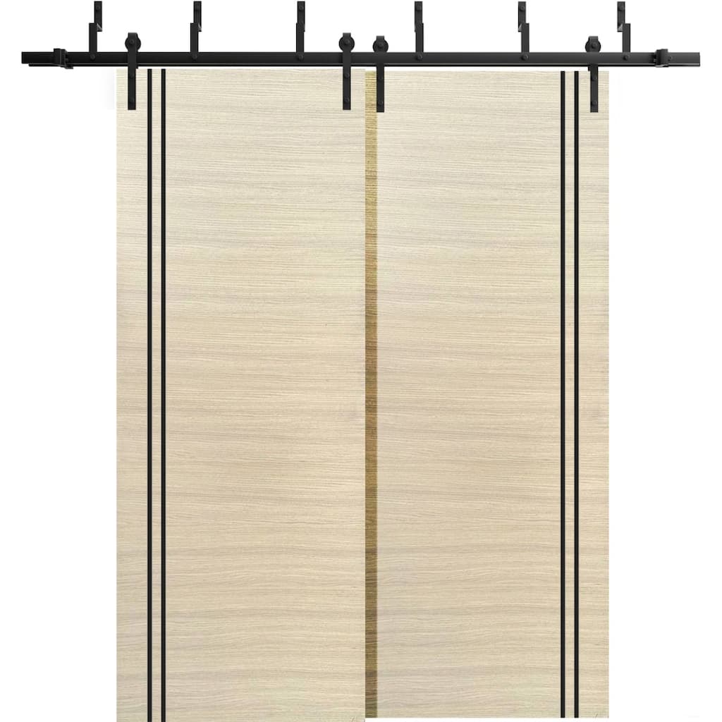 Barn Bypass Doors 36 x 80 Planum 0016 Natural Veneer with Sturdy 6.6ft