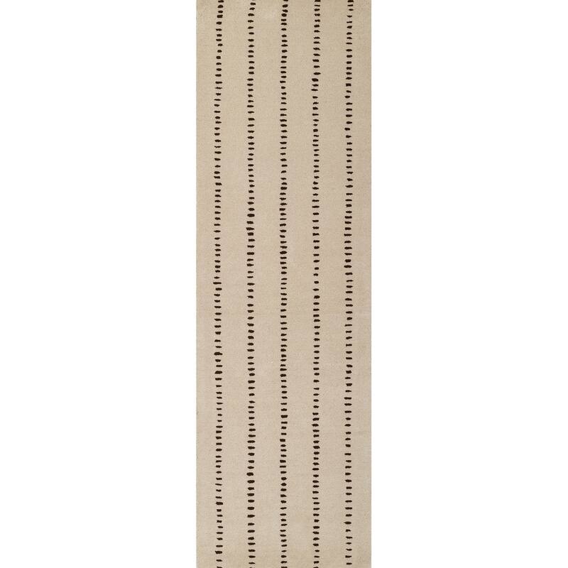 Momeni Simba Striped Wool Area Rug - 2'6" X 8' Runner - Ivory - Runner/Rectangle