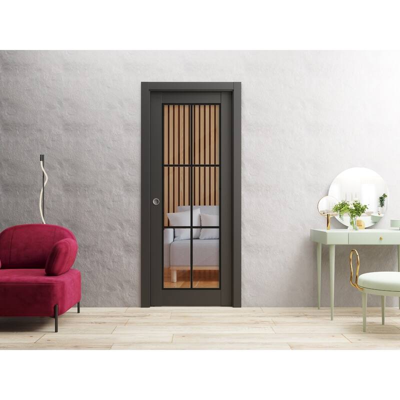 Slab Barn Door Panel 18x80 Lucia 2366 Matte Black Sturdy Finished