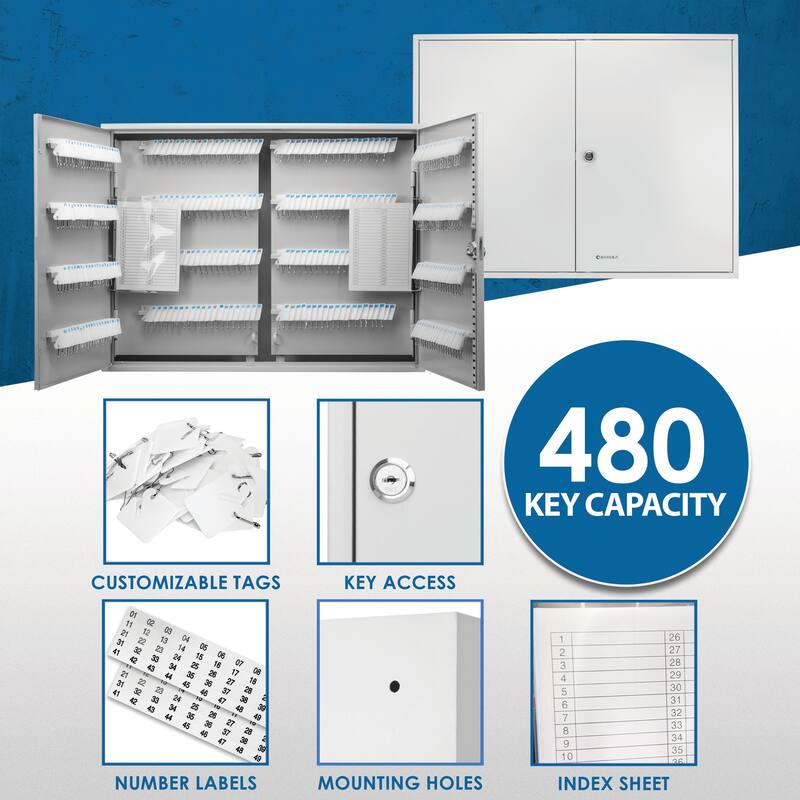 480-Key Cabinet With Key Lock White Tags