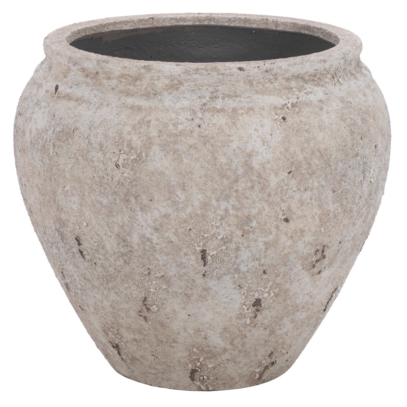 SAFAVIEH Outdoor Patio Furniture Ramsey Large Planter Pot with Drainage - 21"W x 21"D x 19"H - Antique White