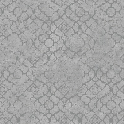 Galerie Wallcoverings Emporium 3D Embossed Aged Quatrefoil Non-woven Metallic Wallpaper Roll