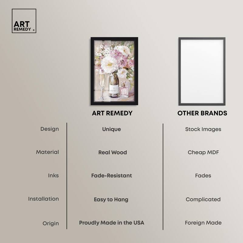 Light Floral Champagne Vase Shadowbox by Art Remedy