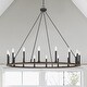 preview thumbnail 36 of 52, Acroma 16 Light 47In Modern Farmhouse Wagon Wheel Chandelier-UL - N/A Weathered Walnut