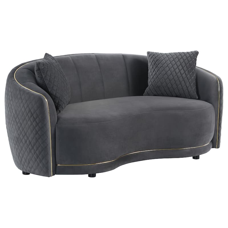 Brookside Velvet Upholstered Curved Loveseat Dark Grey - N/A - Dark Grey