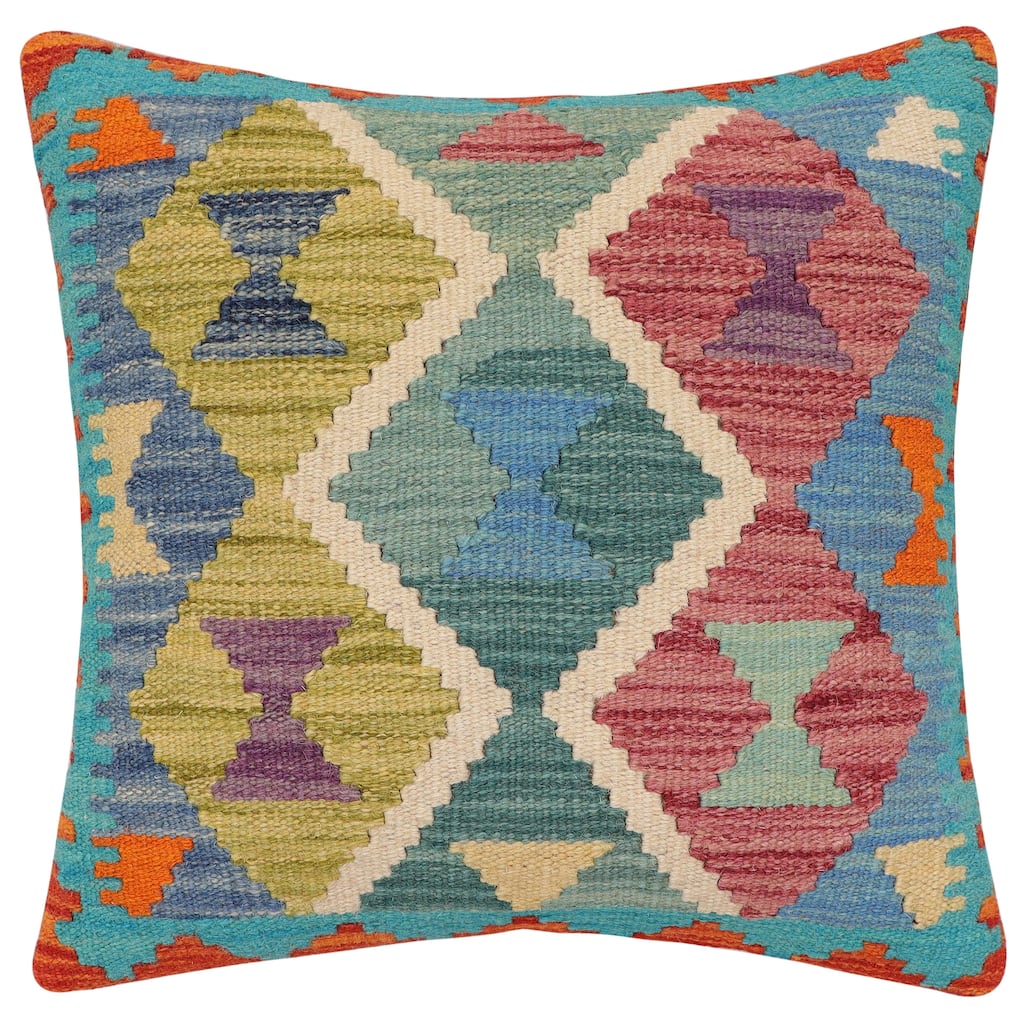Bohemian Hardie Turkish Hand-Woven Kilim Pillow - 18'' x 18''