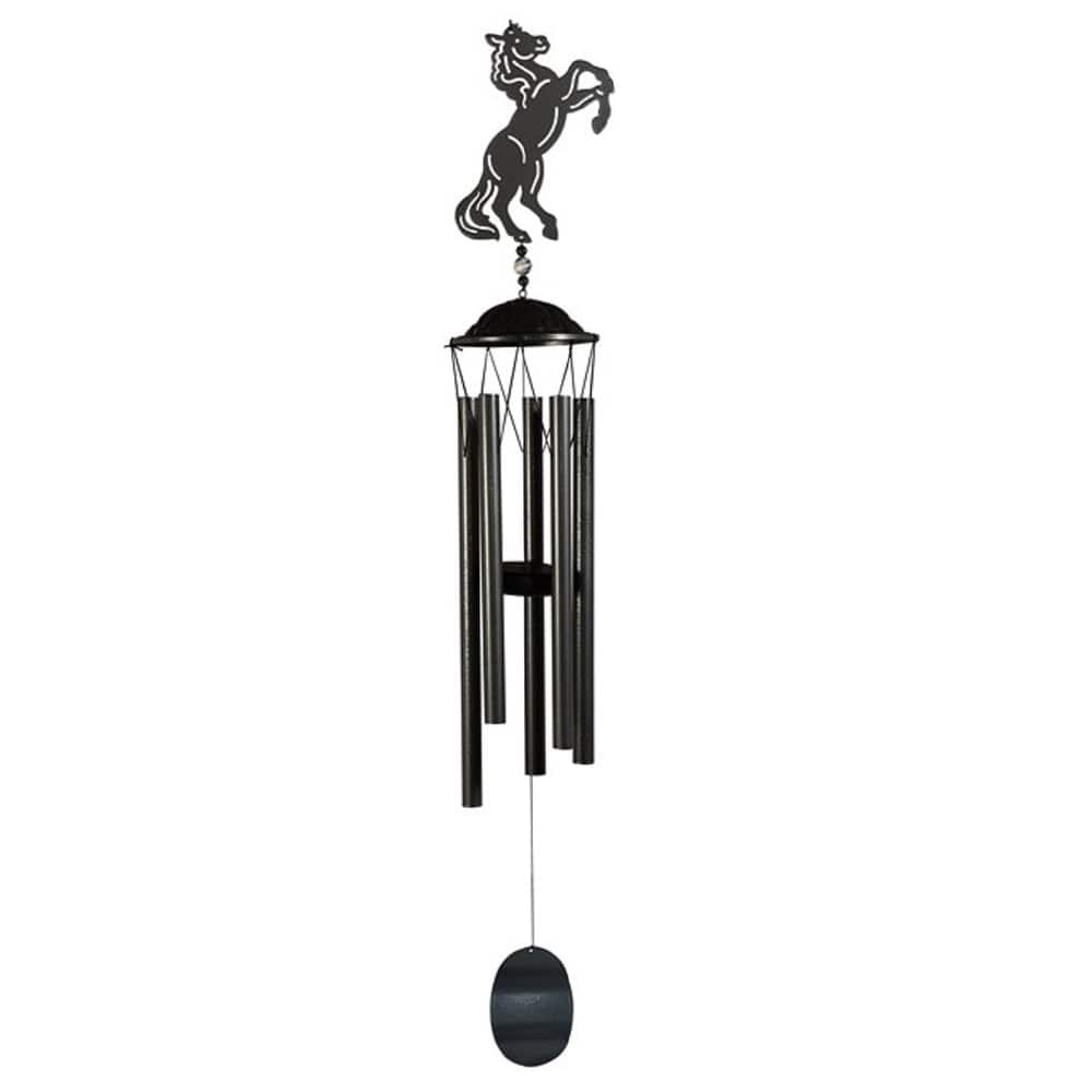 Q-Max 38" Long Metal Brown Horse Silhouette Wind Chime