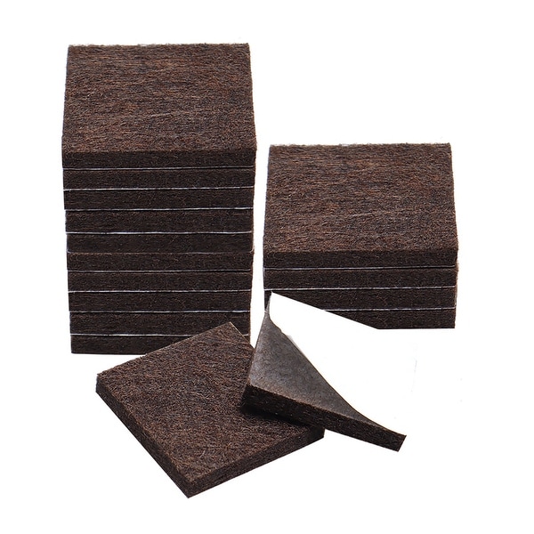 16pcs Furniture Felt Pads Square 1 3/8" Self-stick Non-slip Anti-scratch Pads for Sofa Cabinet Chair Feet Floor Protector Brown