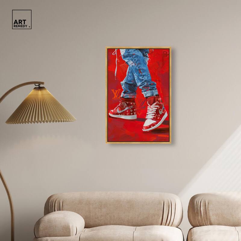 Bold Red Glam Sneakers Canvas by Art Remedy