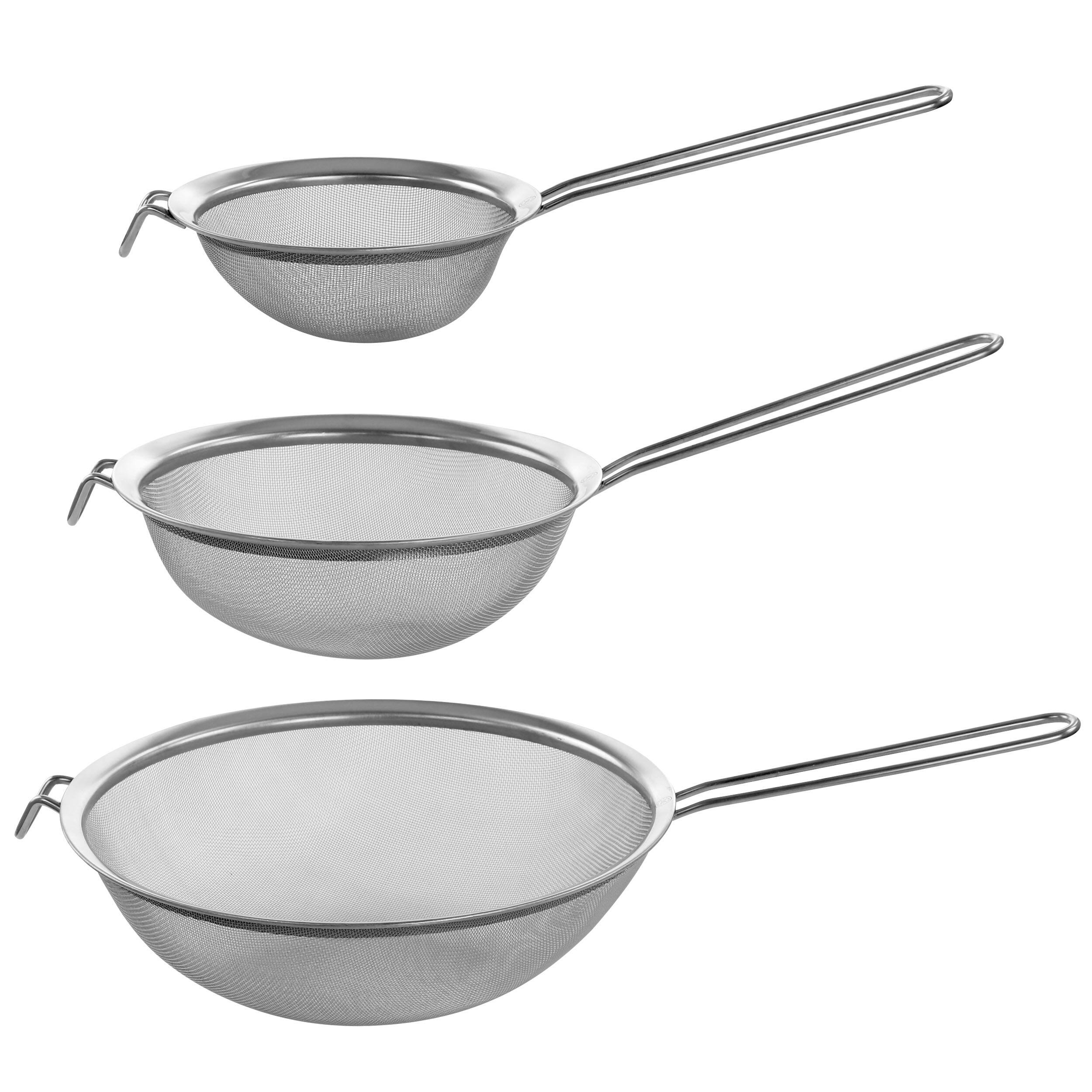 Martha Stewart 3 Piece Stainless Steel Frying Strainer Set in Silver