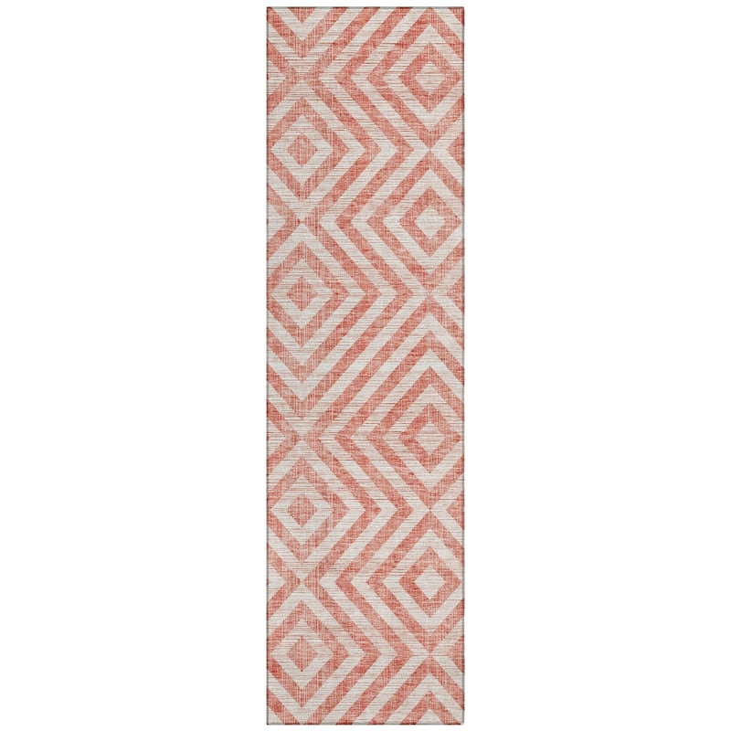 Machine Washable Indoor/ Outdoor Chantille Geo Diamond Rug
