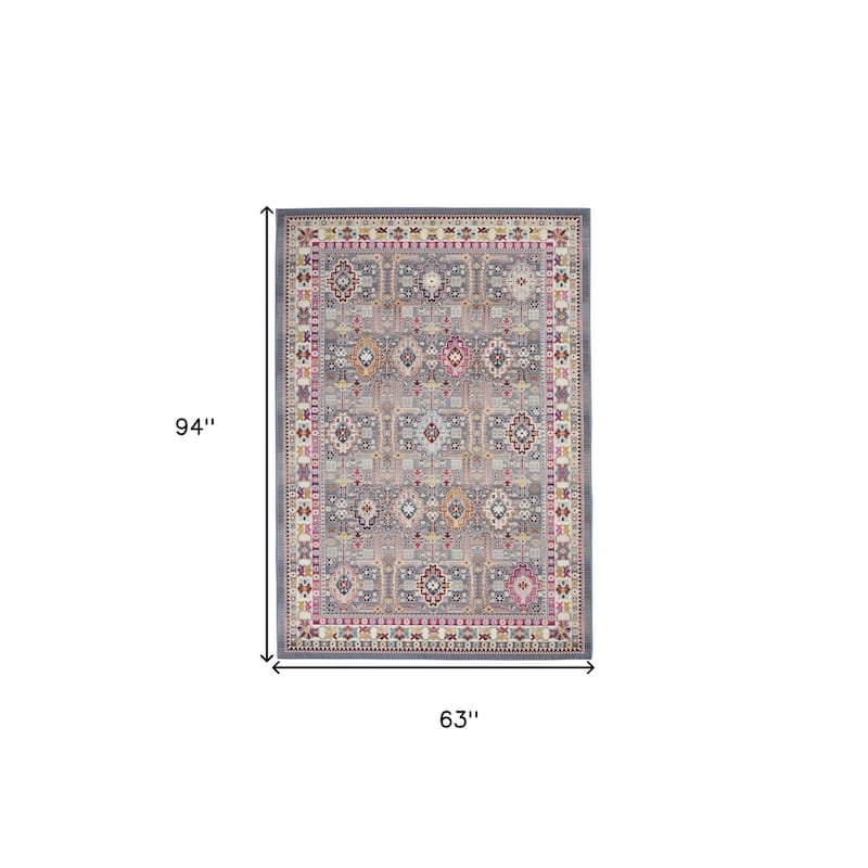 HomeRootsFloral Bohemian Rectangle Area Rug - 94' X '63' X '0.5