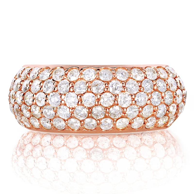 Kobelli 1.25 Carat Lab Grown Diamond 14k Solid Gold Multi-row Wide Puff Band (DEF/VS) - Rose - 6.5