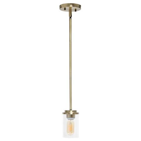1-Light 5.75" Industrial Adjustable Hanging Clear Cylinder Pendant