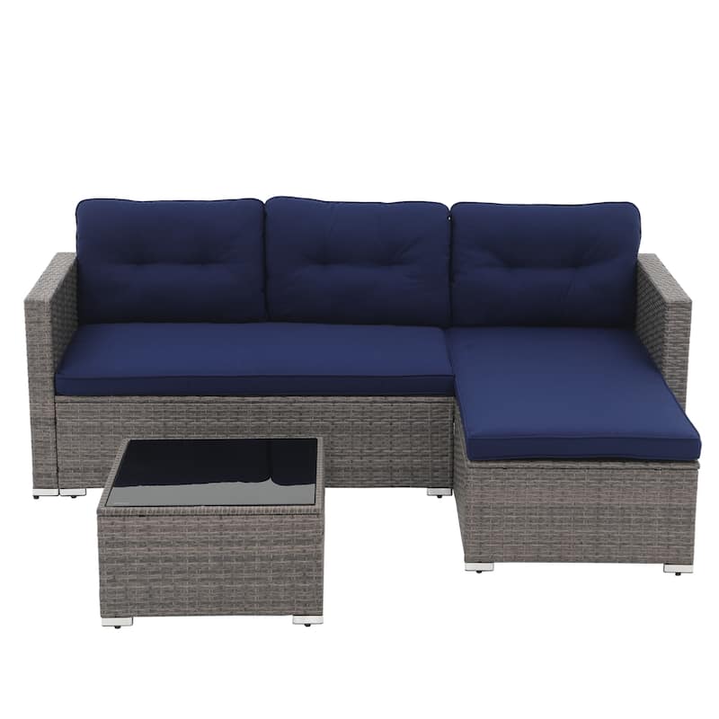 PE Wicker 3-piece Outdoor Sectional Set