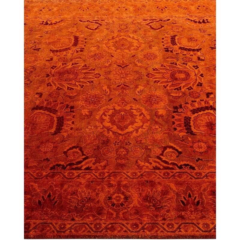 Overton Hand Knotted Wool Vintage Inspired Modern Contemporary Overdyed Orange Area Rug - 4' 7" x 7' 2"