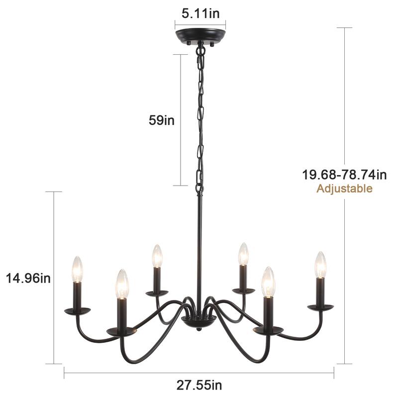 6-Light 27.55-inch Farmhouse Chandeliers for Living Room Foyer Hallway