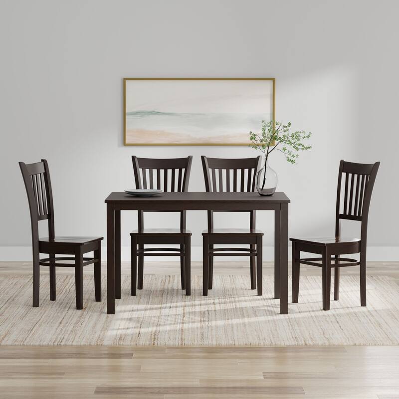 5-Piece Dining Set, 48" Rectangle Wood Table and Spindle Chairs