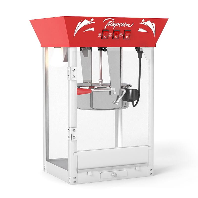 Commercial Popcorn MAKER Machine, 12 Ounce Kettle Stainless Steel Popcorn Maker with Tempered Glass, Warming Deck