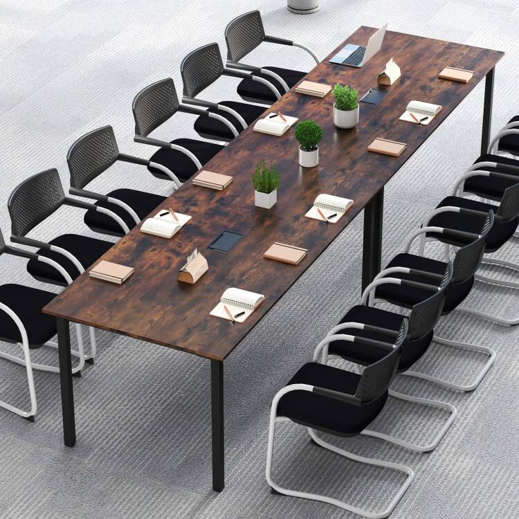 Rustic Brown 6FT Conference Table with Cable Grommet 8-10 Person Meeting Room Table