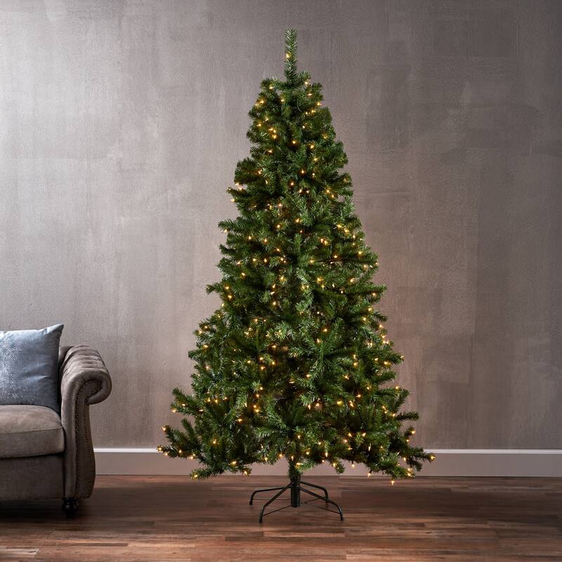 7FT Realistic Hinged Christmas Tree PreLit with 500 ULCertified