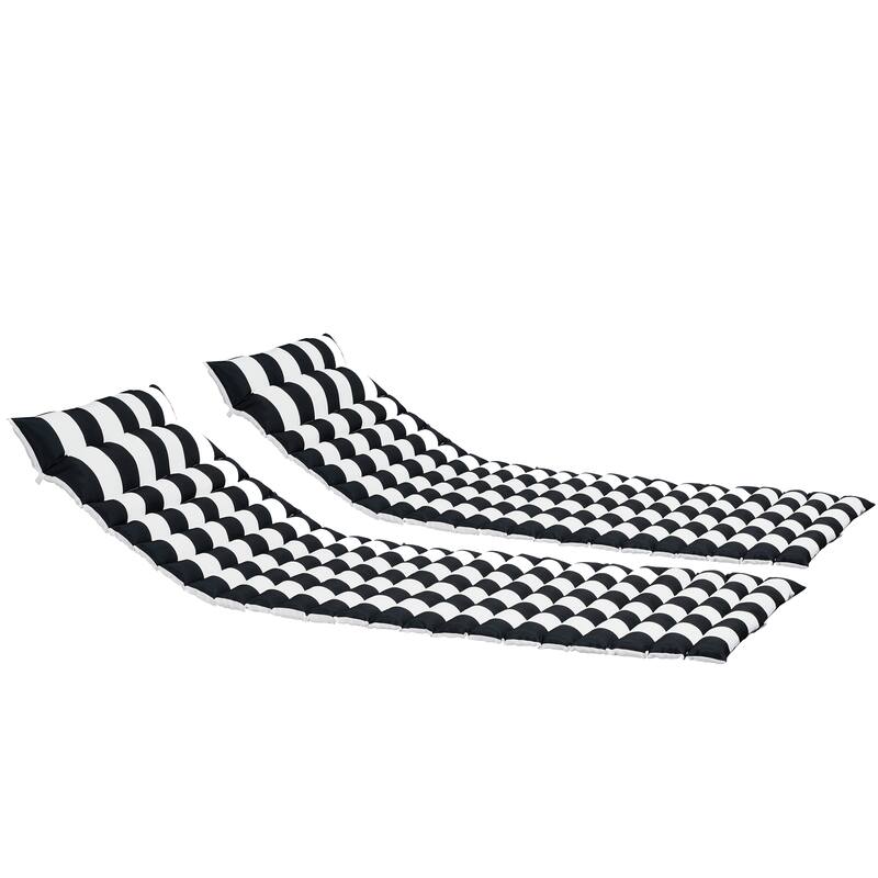 GDFStudio Arth Outdoor Chaise Lounge Cushion (Set of 2),ONLY CUSHIONS - Black White