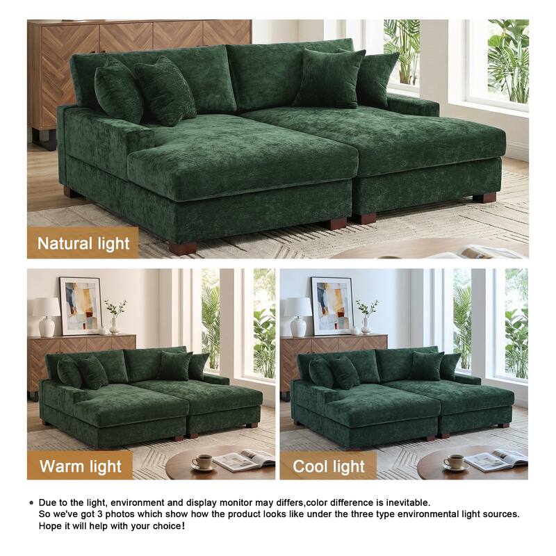 Modern Upholstered Chenille Modular Sectional Sofa with 2 Chaise