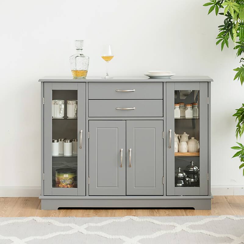 Costway Sideboard Buffet Server Storage 32'' Cabinet W/ 2 Drawers 3 - See Description