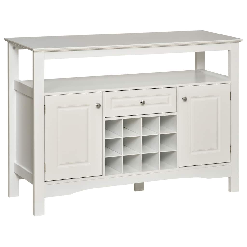 HOMCOM Modern Kitchen Buffet Bar Cabinet Storage with Drawer and 12-Bottle Wine Rack for Living Room - 45.75*15.75*32.5