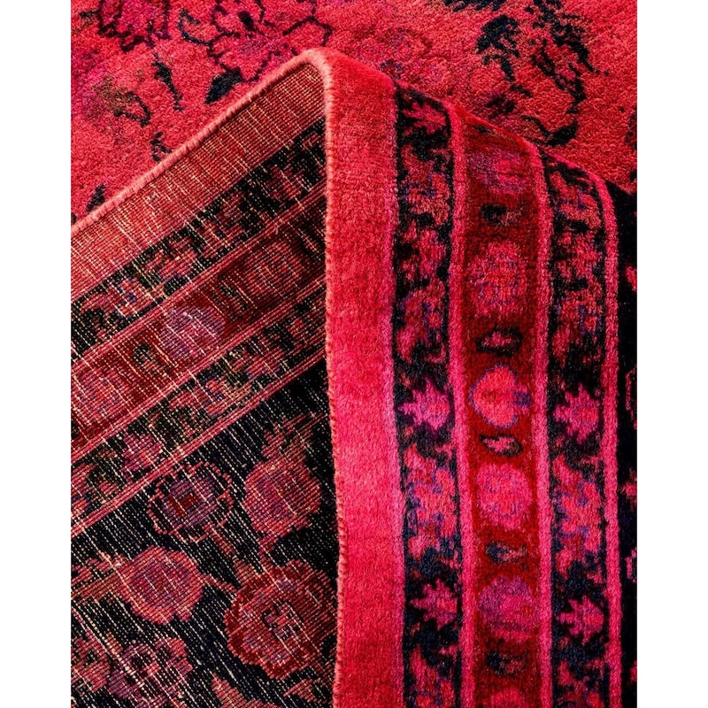Overton Hand Knotted Wool Vintage Inspired Modern Contemporary Overdyed Pink Area Rug - 9' 2" x 12' 0"