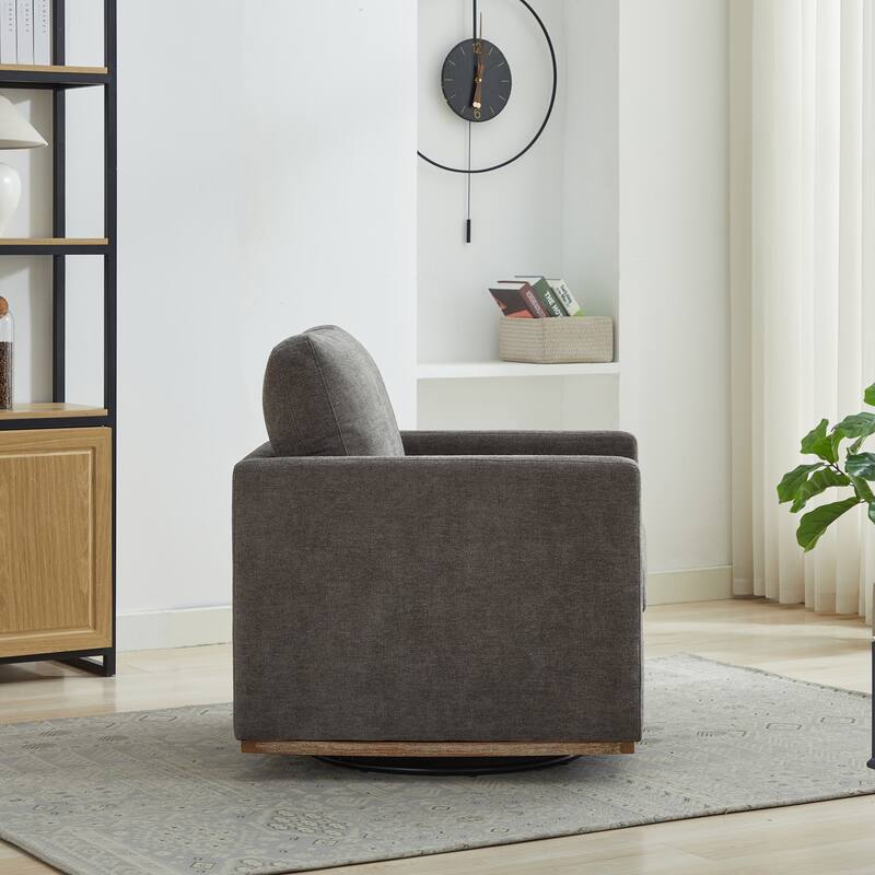 Square Upholstered Swivel Accent Chair and Comfy Accent Single Sofa Chair, 360 Degree Club Chair, Lounge Armchair